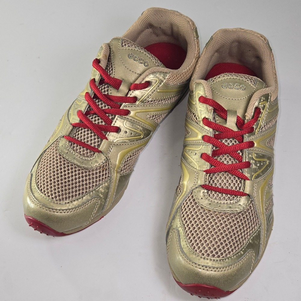 ECCO Athletic Shoes Women's Gold Red Lace Up Sneakers Size 39 EU/ 8-8.5 US‎